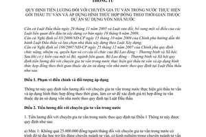 Thông tư 18/2010/TT-BLĐTBXH  tiền lương chuyên gia tư vấn