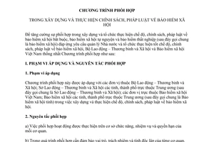 Chương trình 1901/CTPH-BLĐTBXH-BHXHVN xây dựng chính sách, pháp luật