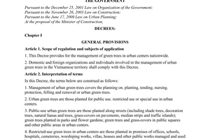 Decree No. 64/2010/ND-CP on management of urban green trees