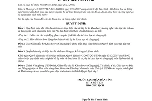 Quyết định 10/2010/QĐ-UBND mức chi phân bổ dự toán dự án khoa học công nghệ Bình Định