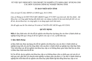 Quyết định 11/2010/QĐ-UBND 2010 quy định mức chi nghiên cứu khoa học Bình Định