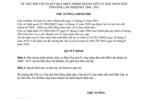 Quyết định 844/QĐ-TTg phê chuẩn kết quả miễn nhiệm thành viên Ủy ban nhân dân