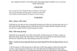 Nghị định 65/2010/NĐ-CP hướng dẫn Luật Đa dạng sinh học