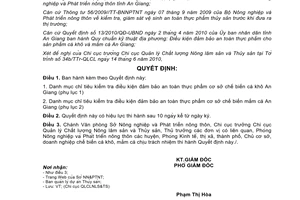Quyết định 419/QĐ-SNN năm 2010 danh mục chỉ tiêu kiểm tra điều kiện đảm bảo