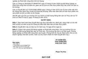 Quyết định 418/QĐ-SNN năm 2010 Quy chế kiểm tra đánh giá công nhận cơ sở chế biế