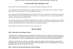 Quyết định 16/2010/QĐ-UBND phân cấp việc tuyển dụng viên chức ngành Giáo dục