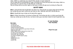 Quyết định 2375/QĐ-BGDĐT công bố danh mục văn bản quy phạm pháp luật