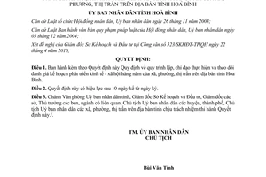 Quyết định 10/2010/QĐ-UBND chỉ đạo kế hoạch phát triển kinh tế xã hội Hoà Bình