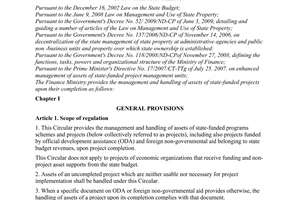 Circular No. 87/2010/TT-BTC on management and handling of assets of state-funded