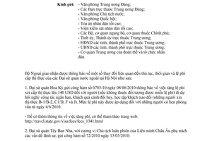 Công văn 2103/BNG-LS lệ phí mới xét cấp thị thực Hoa Kỳ