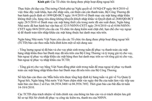 Công văn 4423/NHNN-QLNH báo cáo tình hình bán cho vay thanh toán hàng nhập