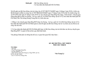 Công văn 4055/VPCP-KTN chuyển giao Hợp đồng BOT đoạn An Sương - An Lạc