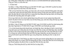 Công văn 2063/TCT-CS khai thuế nộp thuế cơ sở kinh doanh khi tạm ngưng