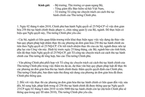 Công văn 1024/TTg-TCCV thực thi Nghị quyết 25/NQ-CP đơn giản hóa 258 thủ tục