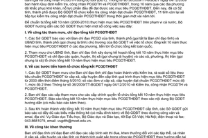 Công văn 3476/BGDĐT-GDTH hướng dẫn tổng kết 10 năm mục tiêu phổ cập giáo dục