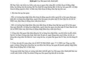 Công văn 7922/BTC-TCHQ  thủ tục nhập khẩu điện thoại di động nguyên chiếc