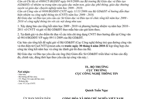 Công văn 3504/BGDĐT-CNTT  báo cáo tổng kết năm học năm 2009 - 2010