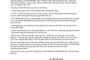 Công văn 3566/BGDĐT-NGCBQLGD viết báo cáo tham luận cho Hội thảo