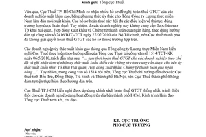 Công văn 3941/CT-PC vướng mắc trong giải quyết hoàn thuế giá trị gia tăng