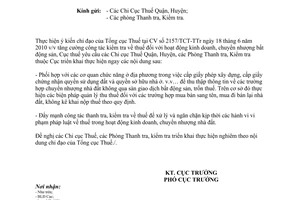 Công văn 3946/CT-KT1  kiểm tra về thuế hoạt động kinh doanh chuyển nhượng