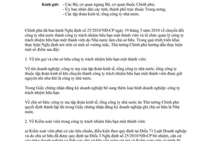 Công văn 1065/TTg-ĐMDN thực hiện Nghị định 25/2010/NĐ-CP