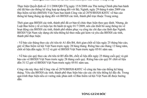 Công văn 2618/BHXH-KHTC chỉ tiêu báo cáo thống kê
