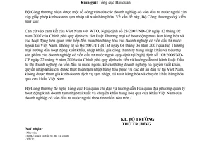 Công văn 6321/BCT-XNK kinh doanh tạm nhập tái xuất, chuyển khẩu hàng hóa