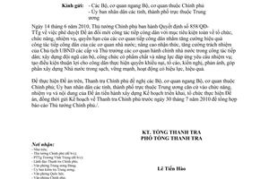 Công văn 1844/TTCP-VP năm 2010 công tác tiếp công dân Thanh tra Chính phủ