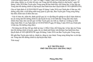 Công văn 5723-CV/BTGTW 2010 Quy chế giảng dạy học tập Trung tâm bồi dưỡng chính trị huyện