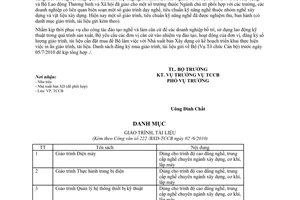 Công văn 222/BXD-TCCB đăng ký mua giáo trình, Tiêu chuẩn kỹ năng nghề