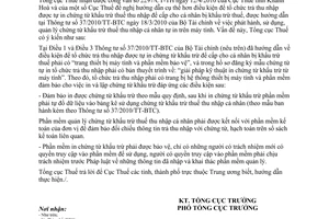 Công văn 1980/TCT-TNCN thực hiện Thông tư 37/2010/TT-BTC