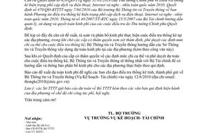 Công văn 1749/BTTTT-KHTC hướng dẫn lập dự toán kinh phí thực hiện điều tra thống