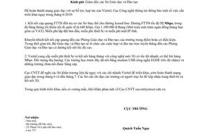Công văn 129/CNTT mạng giáo dục kết nối 3G