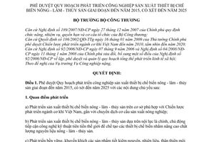 Quyết định 3129/QĐ-BCT phê duyệt Quy hoạch phát triển công nghiệp sản xuất