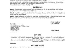 Quyết định 2390/QĐ-BGDĐT trình tự, thủ tục xây dựng, ban hành văn bản