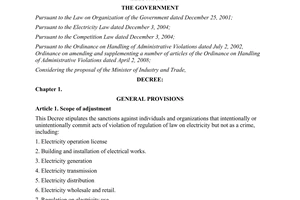 Decree No.68/2010/ND-CP provisions on sanction against violation