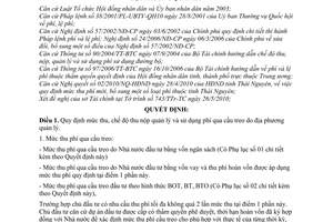 Quyết định 12/2010/QĐ-UBND  mức thu, chế độ thu nộp, quản lý phí qua cầu