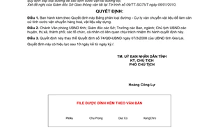 Quyết định 11/2010/QĐ-UBND  Bảng phân loại đường - Cự ly vận chuyển