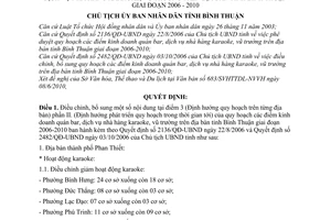 Quyết định 1305/QĐ-UBND  điều chỉnh quy hoạch các điểm kinh doanh quán bar