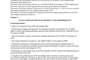Circular No. 90/2010/TT-BTC guiding 2011 state budget estimation