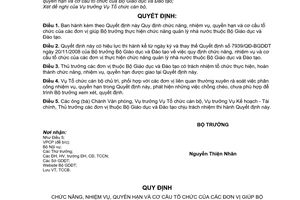 Quyết định 2439/QĐ-BGDĐT chức năng nhiệm vụ quyền hạn