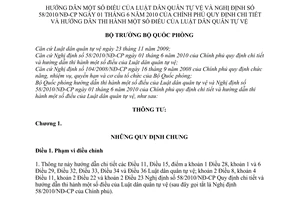 Thông tư 85/2010/TT-BQP hướng dẫn Luật dân quân tự vệ  Nghị định 58/2010/NĐ-CP