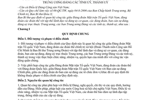 Quy định 314-QĐ/TW công tác giữa Đảng đoàn Mặt trận Tổ quốc Việt Nam