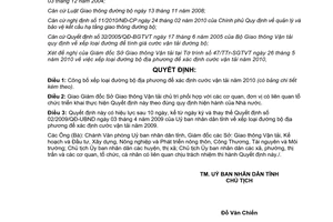Quyết định 11/2010/QĐ-UBND xếp loại đường bộ địa phương