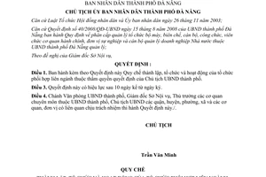 Quyết định 4980/QĐ-UBND thành lập tổ chức phối hợp liên ngành Đà Nẵng