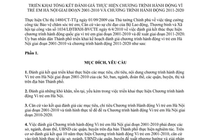 Kế hoạch 91/KH-UBND tổng kết đánh giá thực hiện Chương trình hành động vì trẻ em