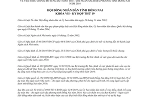 Nghị quyết 169/2010/NQ-HĐND điều chỉnh dự toán thu chi ngân sách địa phương Đồng Nai 2010