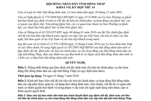 Nghị Quyết 08/2010/NQ-HĐND định mức chi hoạt động Hội đồng nhân dân Đồng Tháp