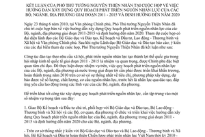 Thông báo 178/TB-VPCP kết luận Phó Thủ tướng Nguyễn Thiện Nhân