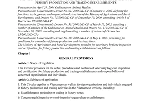 Circular No. 41/2010/TT-BNNPTNT providing for veterinary hygiene inspection
